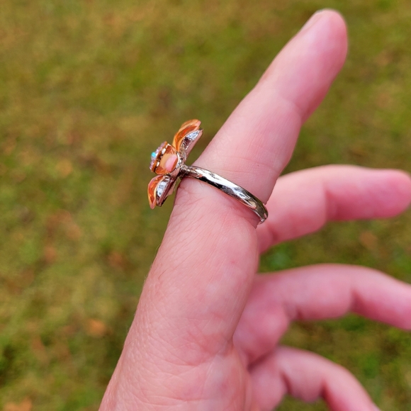 Prarie Flower Pink Crystal Gem Stone Ring One Size Fits All - Picture 6 of 10